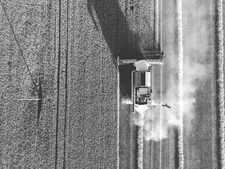 Overhead photo of tractor plowing field